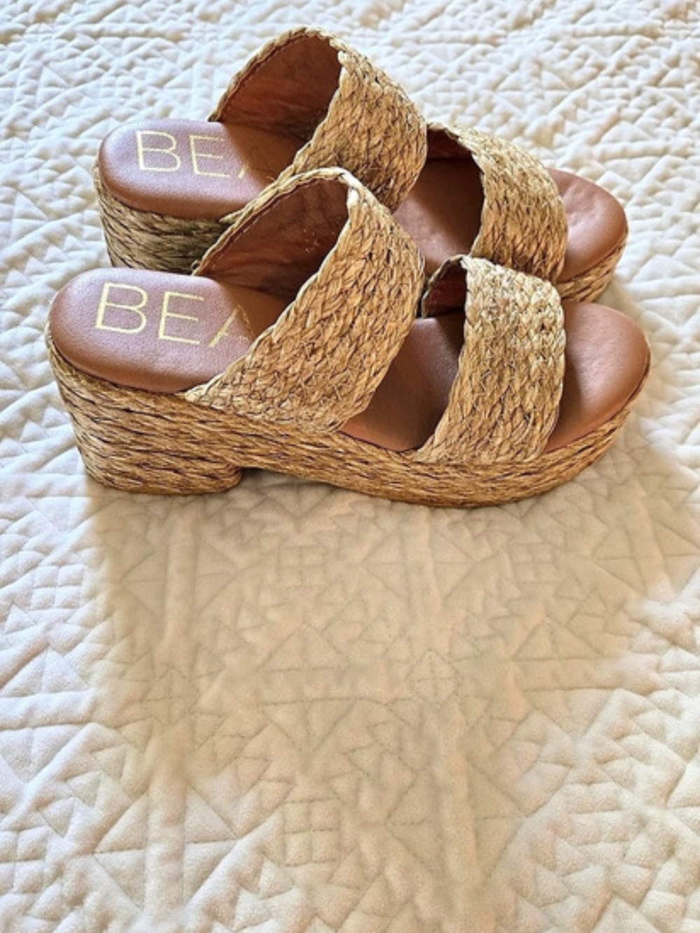 BEACH by Matisse Gem Platform Slide Sandal Raffia Platform Wedge Women's Size 7 - Picture 5 of 10
